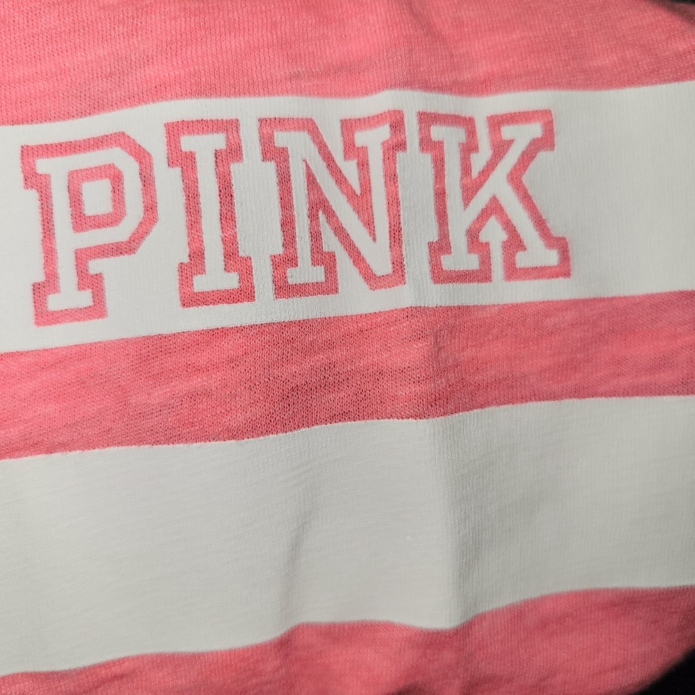 VICTORIAS SECRET PINK neon hot pink logo baseball tee size xs/small - Picture 5 of 6